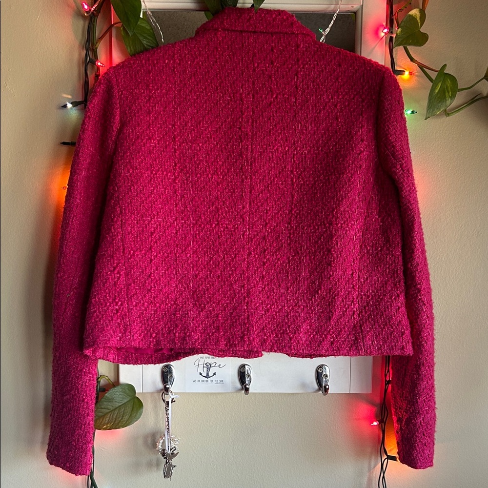 Rachel Zoe Fuchsia Cropped Tweed Blazer - Picture 11 of 14